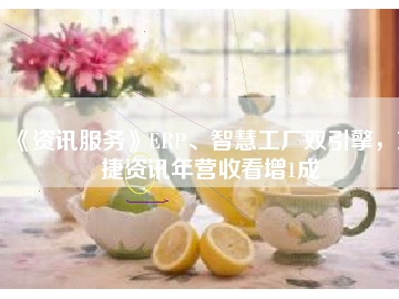 《資訊服務》ERP、智慧工廠雙引擎，東捷資訊年營收看增1成